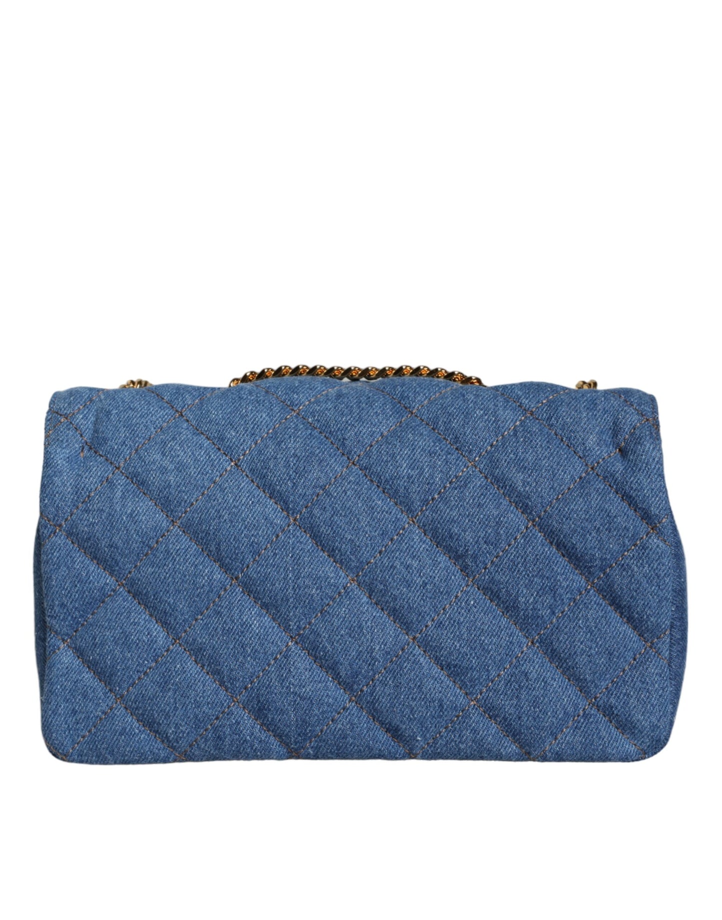 Blue Quilted Denim Leather Crossbody Shoulder Bag-Versace-LabelTerrace.com