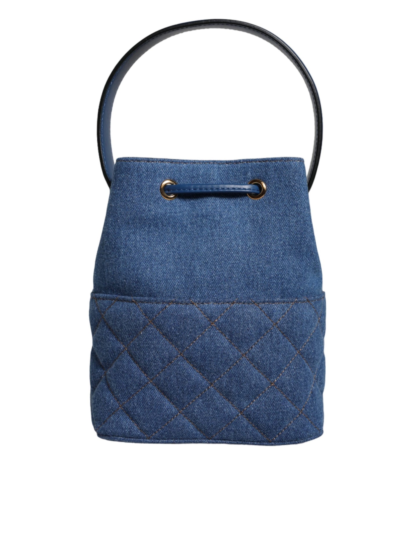 Blue Quilted Denim Leather Crossbody Shoulder Bag-Versace-LabelTerrace.com