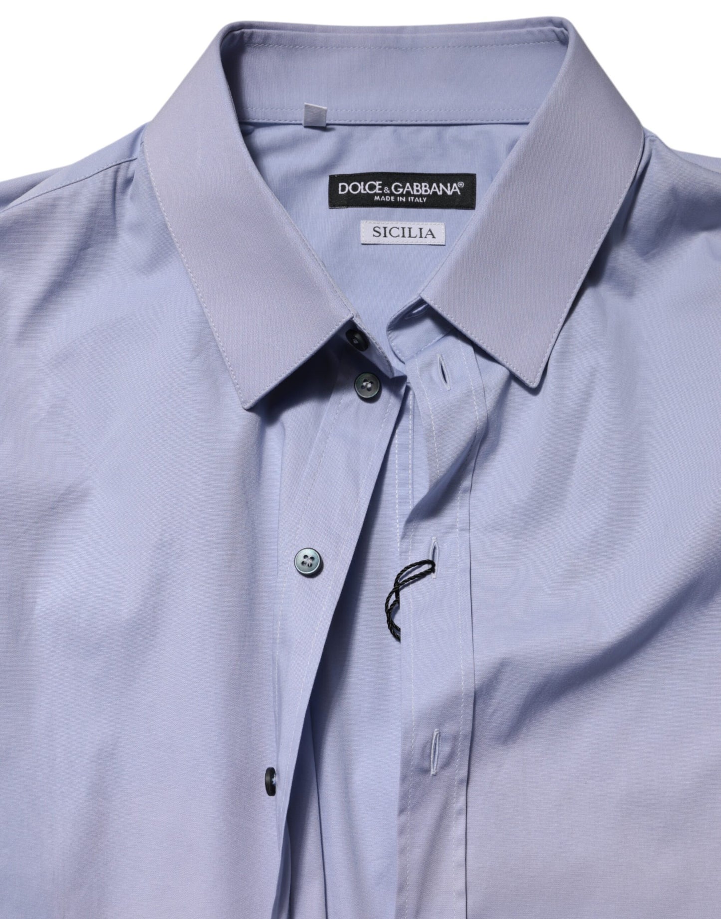 Blue SICILIA Cotton Men Dress Formal Shirt-Dolce & Gabbana-LabelTerrace.com