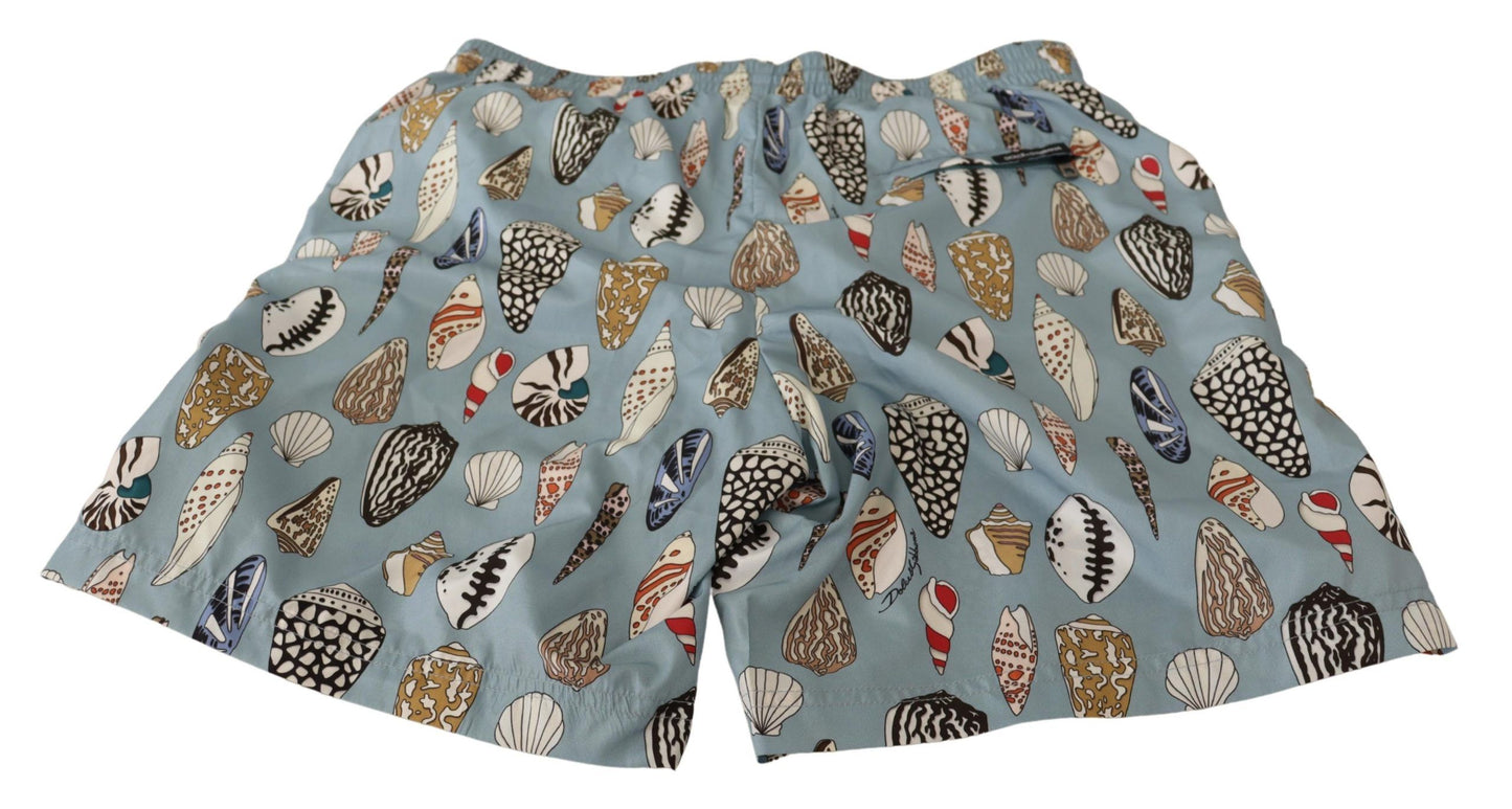 Blue Seashell Beachwear Swimwear Shorts-Dolce & Gabbana-LabelTerrace.com
