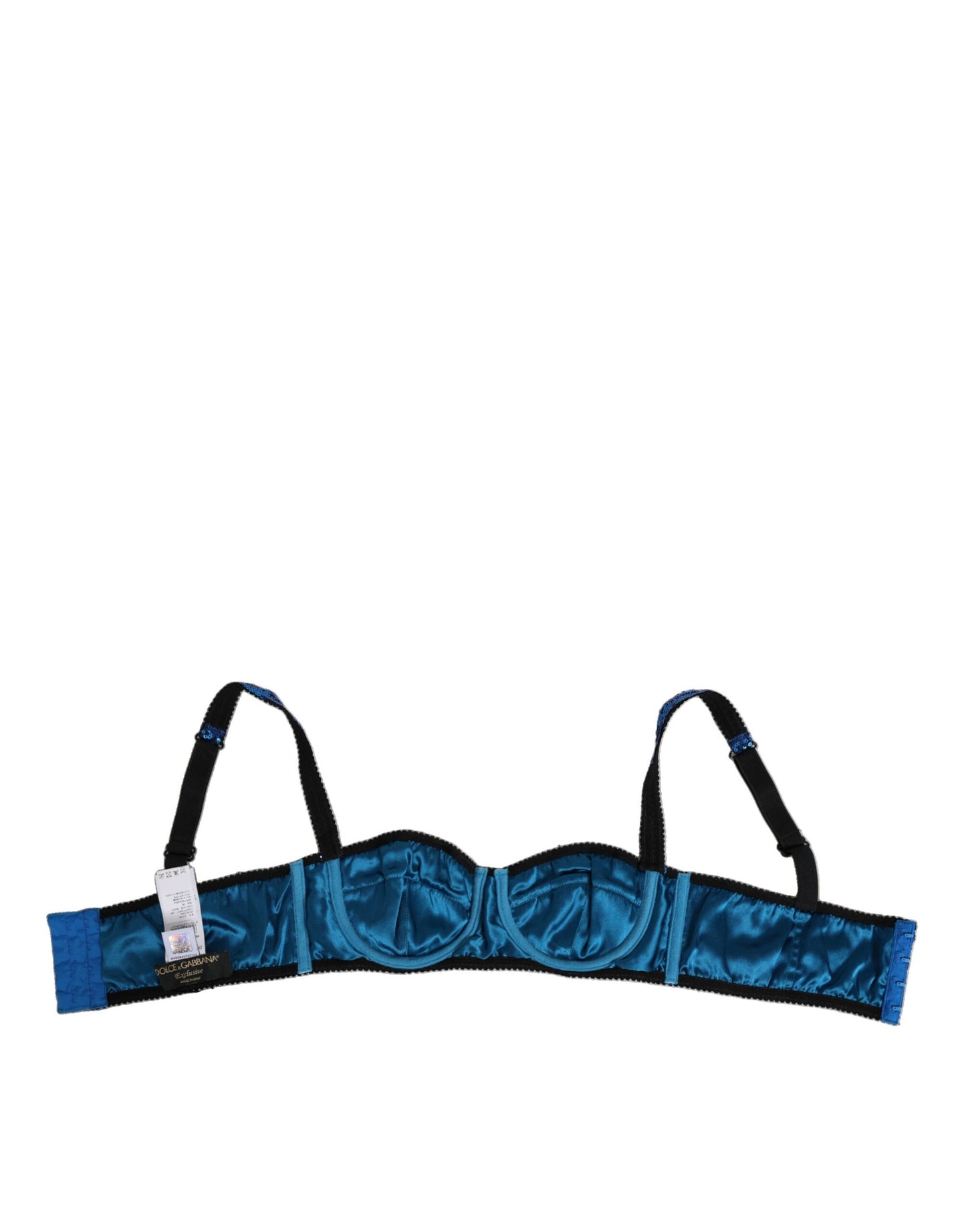 Blue Sequin Embellished Balconnet Bra Underwear-Dolce & Gabbana-LabelTerrace.com