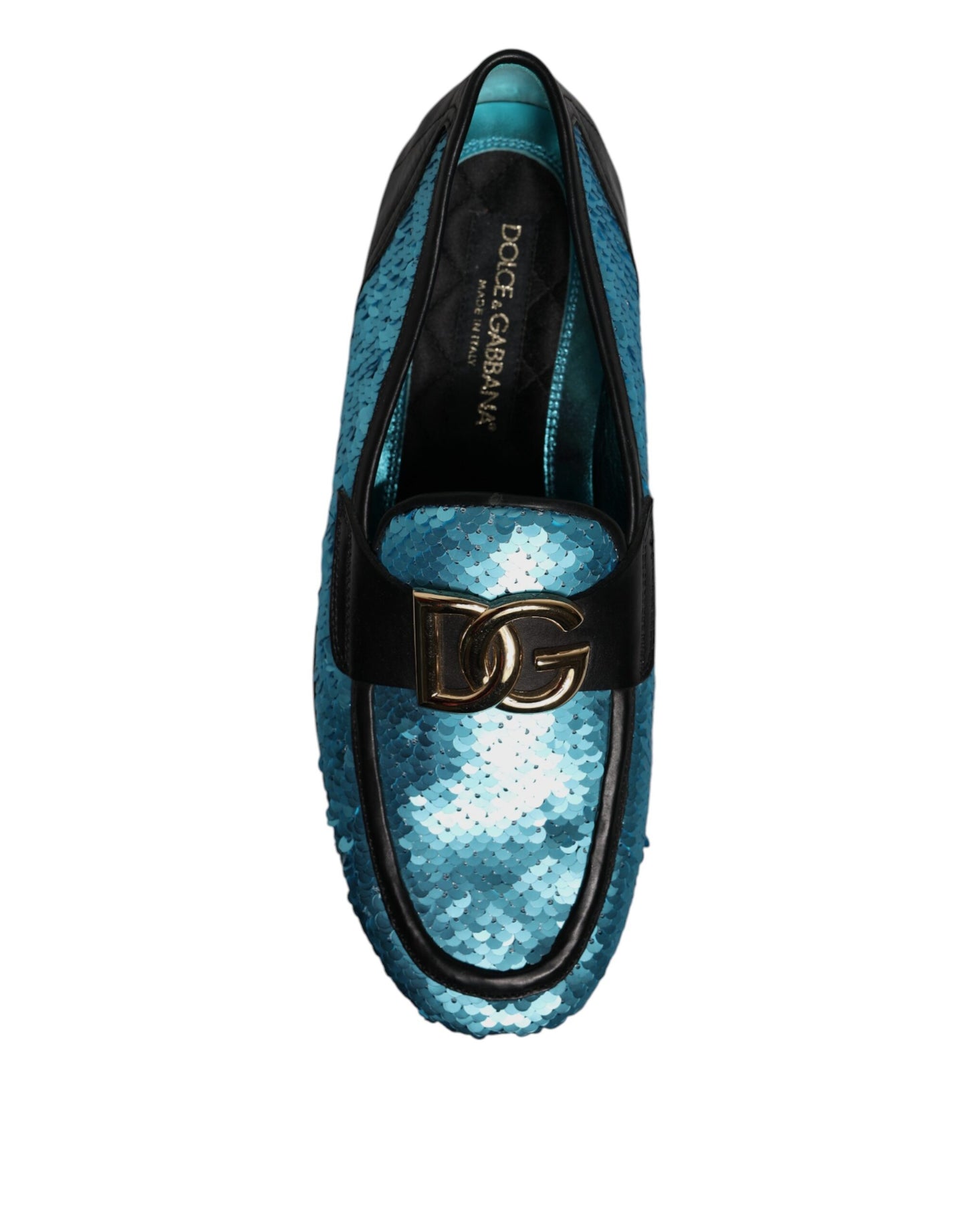 Blue Sequined Loafers Formal Dress Shoes-Dolce & Gabbana-LabelTerrace.com