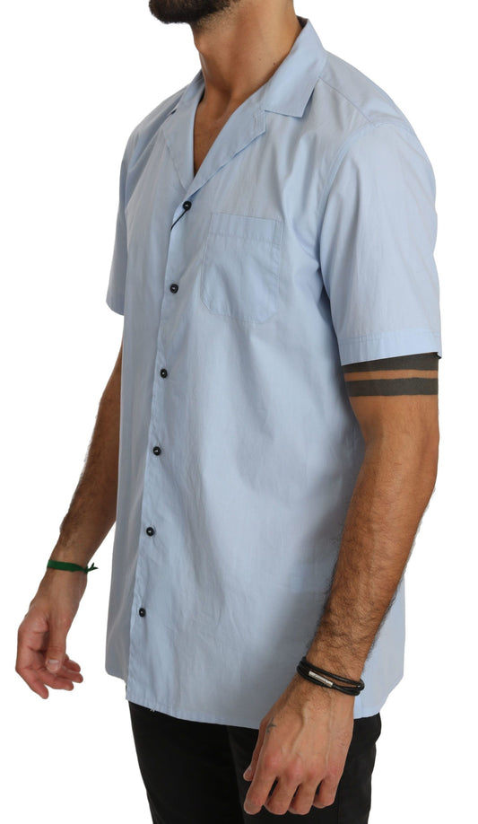 Blue Short Sleeve 100% Cotton Top Shirt-Dolce & Gabbana-LabelTerrace.com