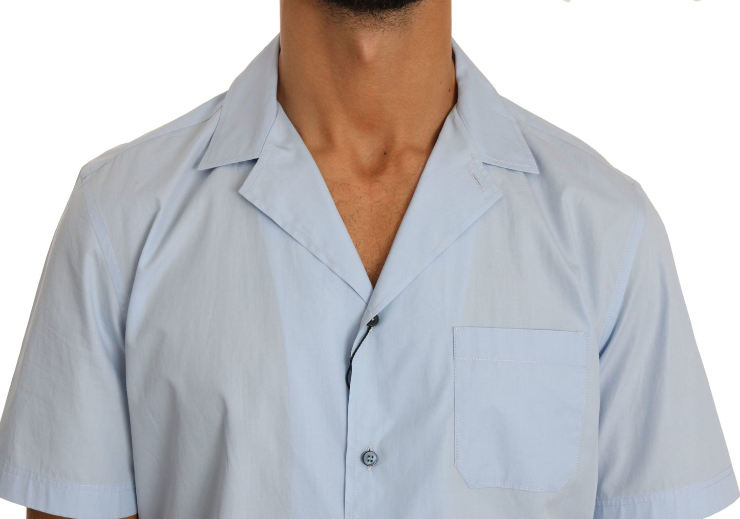 Blue Short Sleeve 100% Cotton Top Shirt-Dolce & Gabbana-LabelTerrace.com