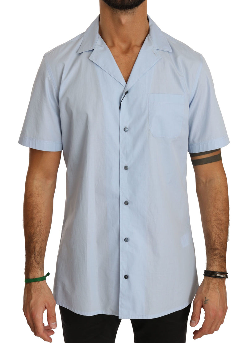 Blue Short Sleeve 100% Cotton Top Shirt-Dolce & Gabbana-LabelTerrace.com