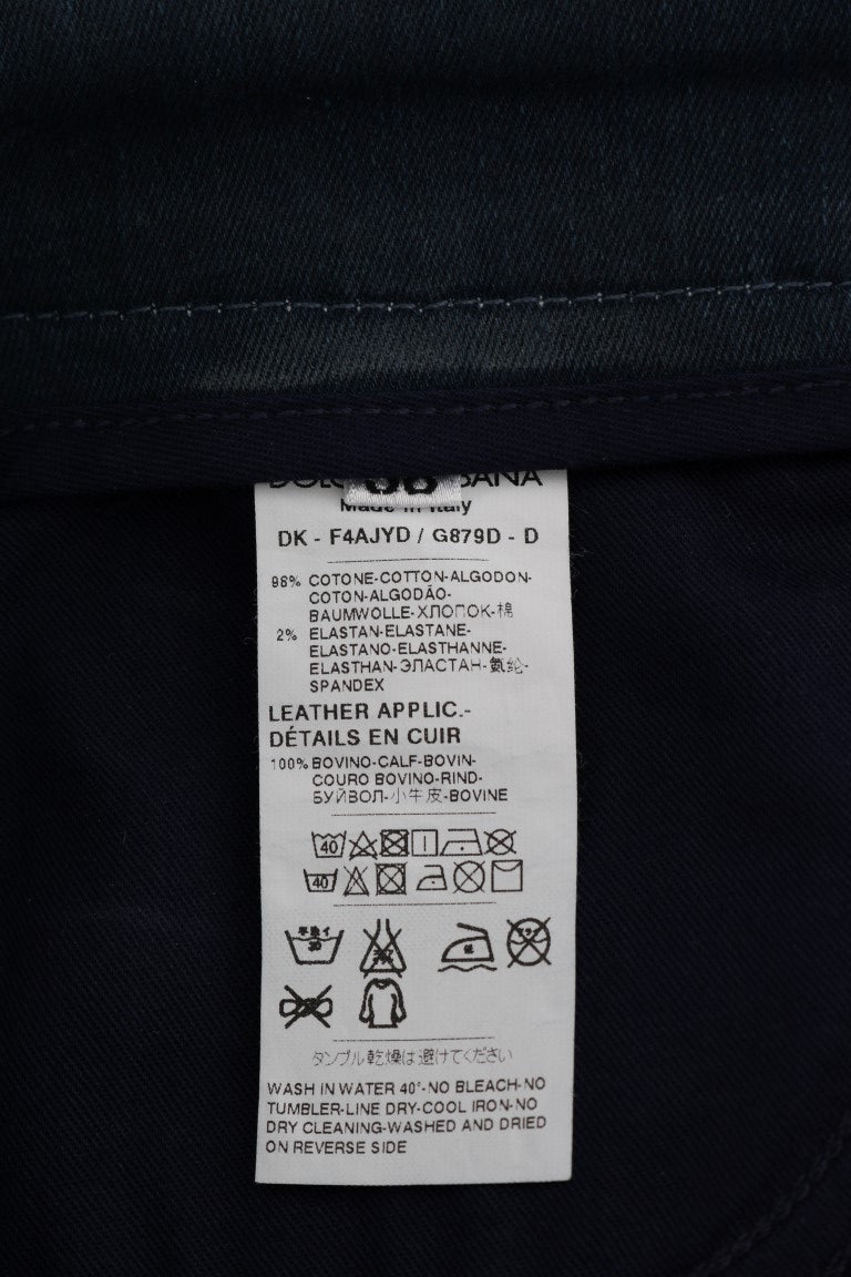 Blue Short striped Mini Denim Skirt-Dolce & Gabbana-LabelTerrace.com