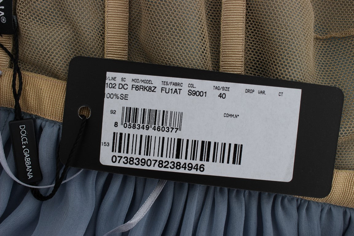 Blue Silk Crystal Sheath Gown Ball Dress-Dolce & Gabbana-LabelTerrace.com