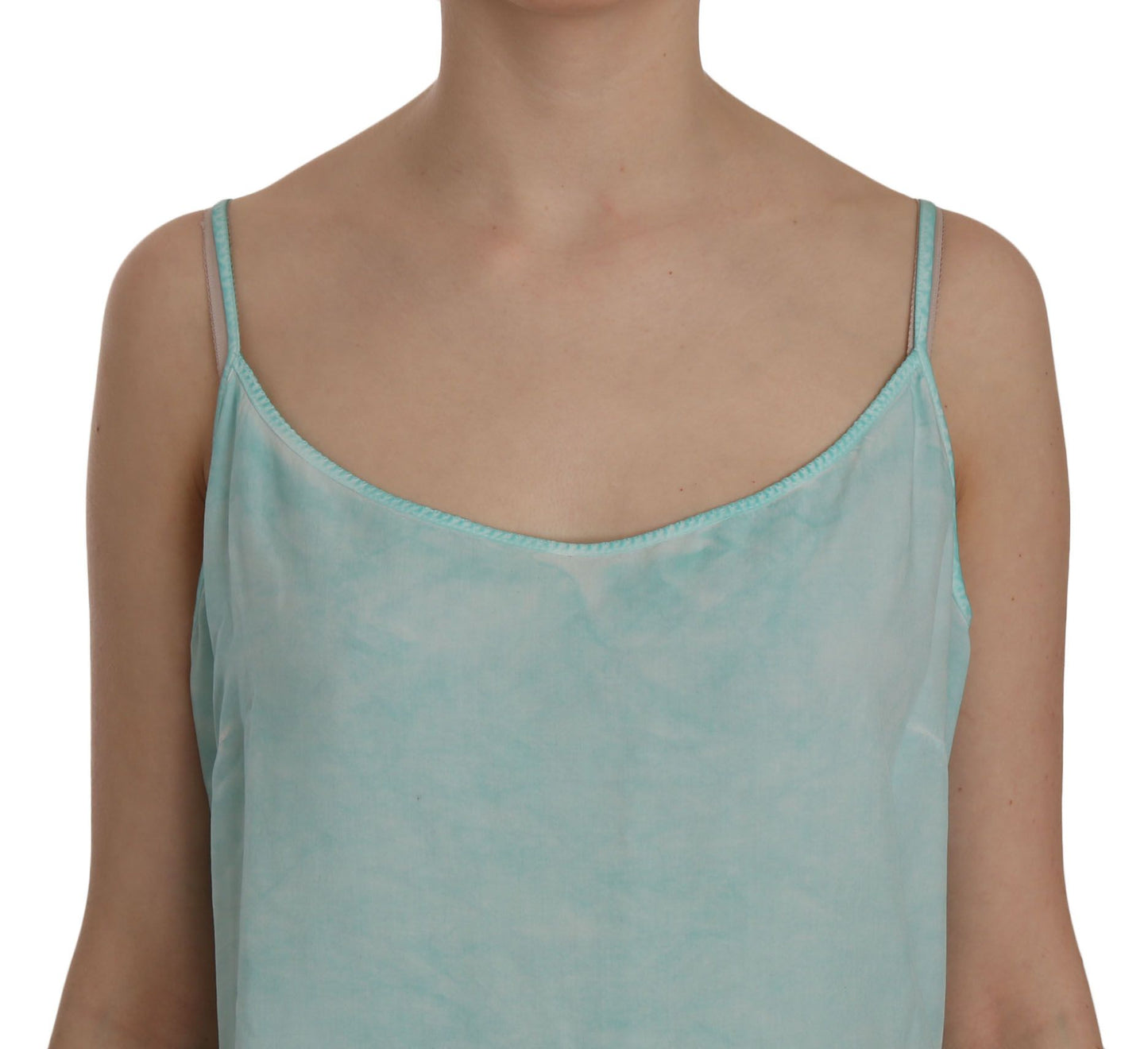 Blue Sleeveless Spaghetti Dress Blouse-Ermanno Scervino-LabelTerrace.com