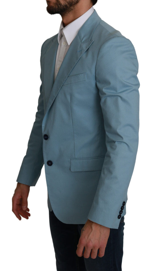 Blue Slim Fit Coat Jacket MARTINI Blazer-Dolce & Gabbana-LabelTerrace.com