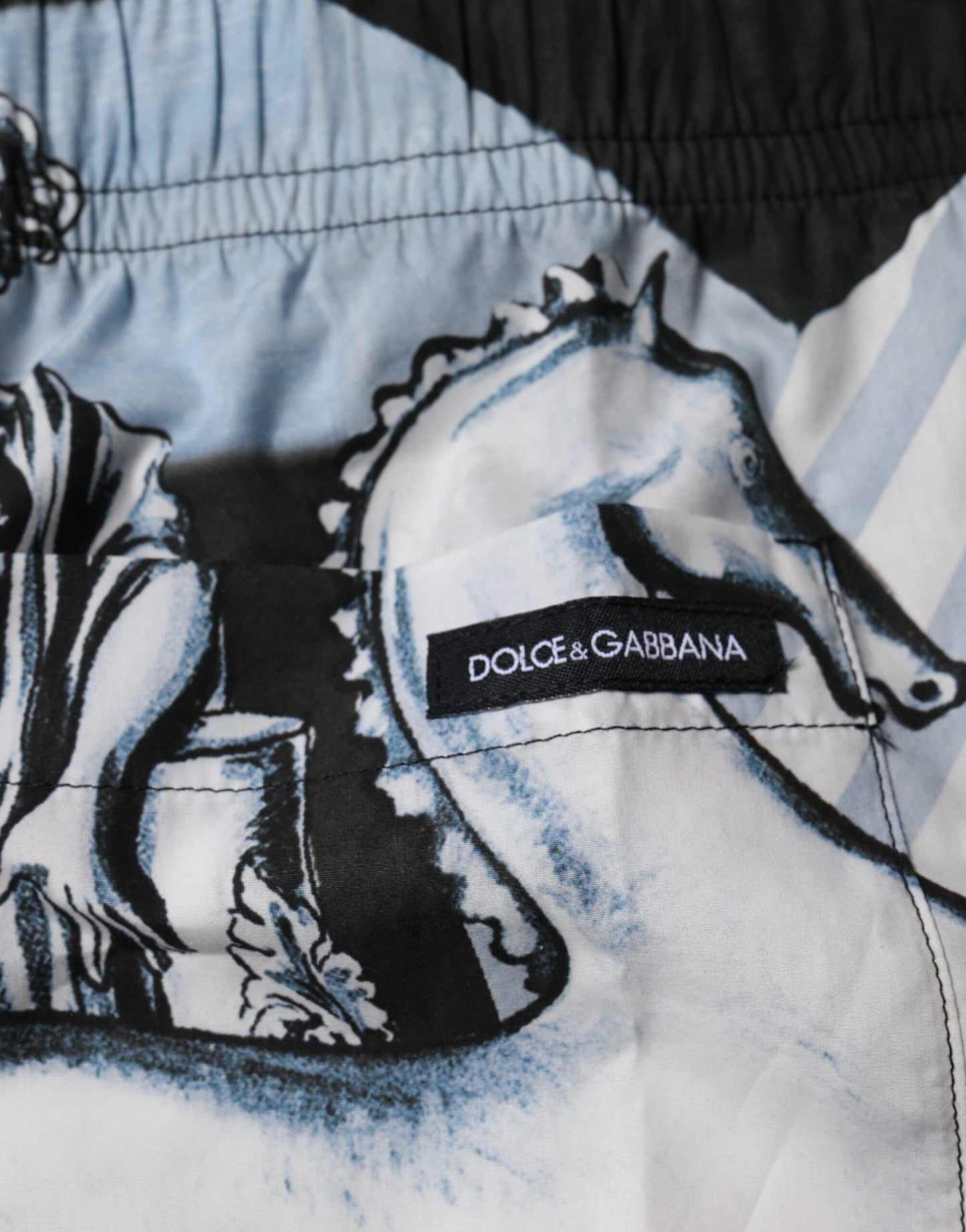 Blue Statue Print Cotton Mens Shorts-Dolce & Gabbana-LabelTerrace.com