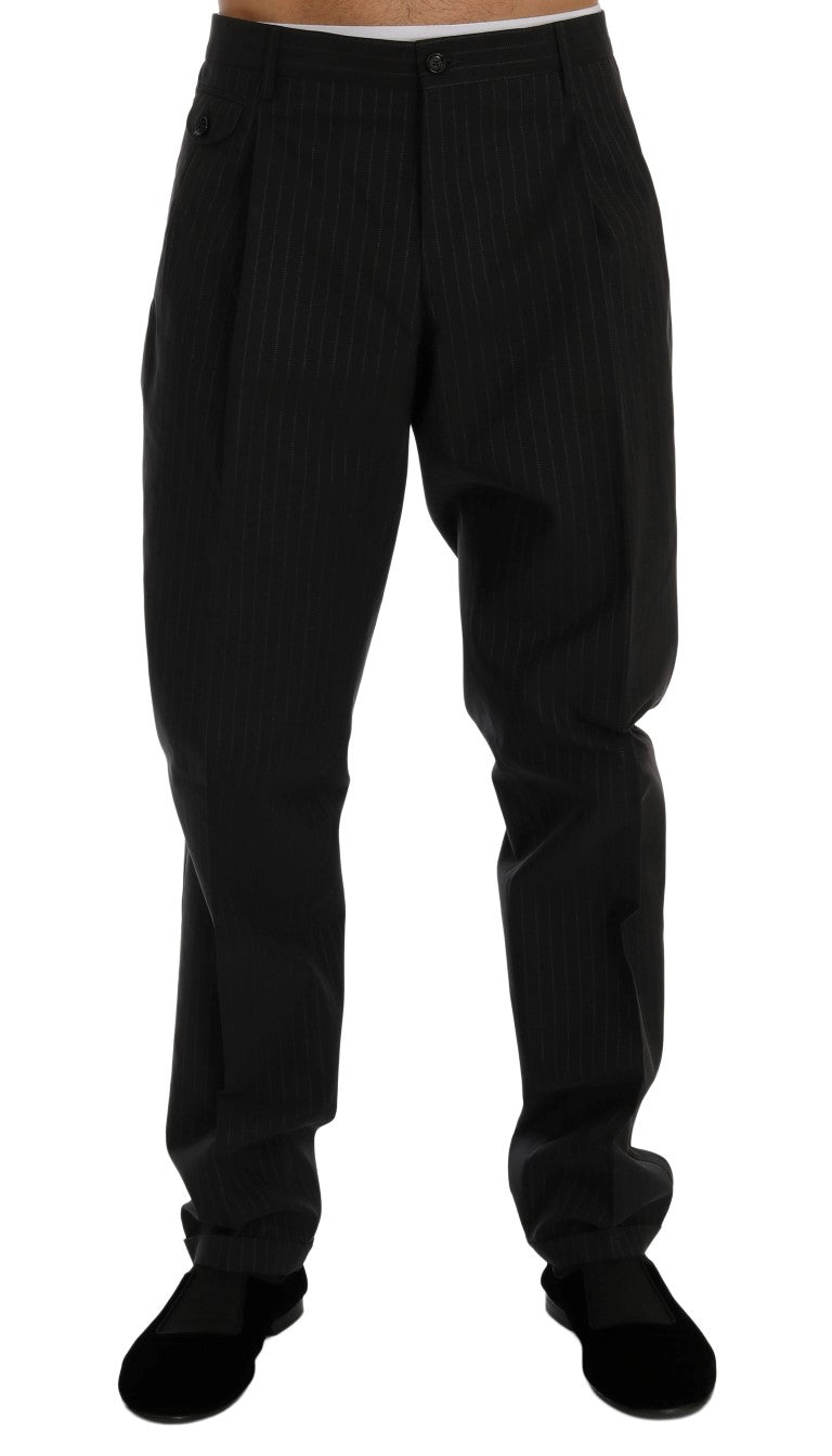 Blue Striped Cotton Dress Formal Pants-Dolce & Gabbana-LabelTerrace.com