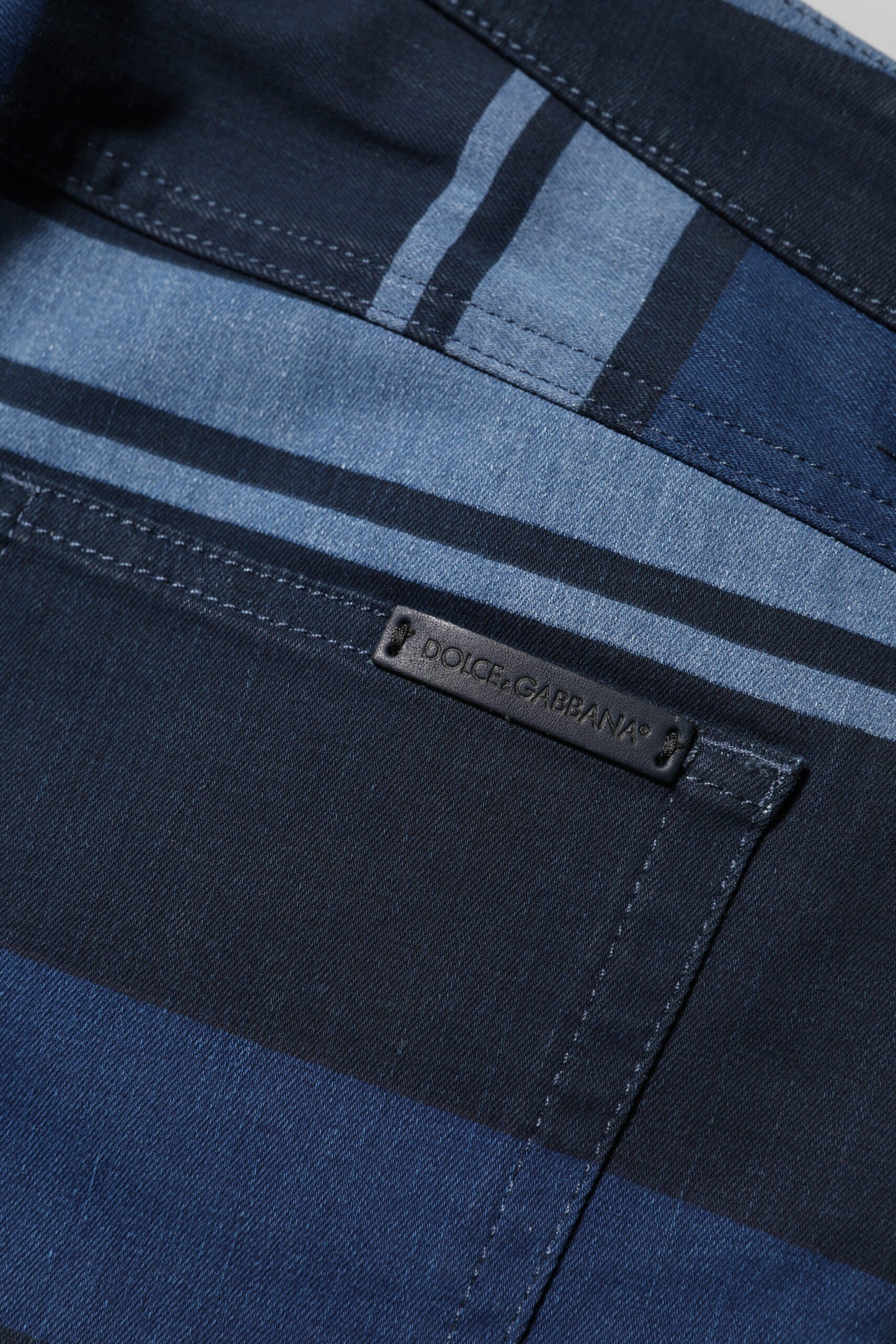 Blue Striped Cotton Stretch Denim Jeans-Dolce & Gabbana-LabelTerrace.com