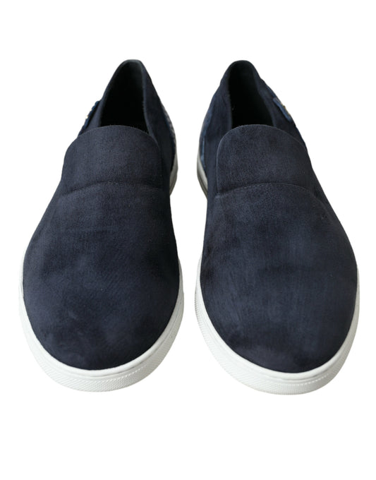 Blue Suede Caiman Loafers Saint Tropez Shoes-Dolce & Gabbana-LabelTerrace.com