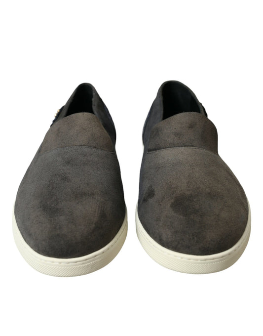 Blue Suede Caiman Men Loafers Slippers Shoes-Dolce & Gabbana-LabelTerrace.com