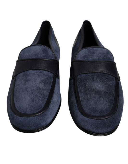 Blue Suede Leather Shoes Loafer Moccasin Shoes-Dolce & Gabbana-LabelTerrace.com