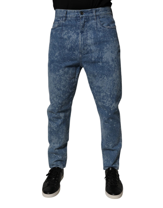 Blue Tie Dye Cotton Skinny Men Denim Jeans-Dolce & Gabbana-LabelTerrace.com