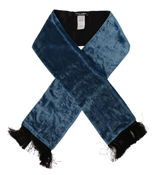 Blue Velvet Solid Neck Warmer Men's Shawl Scarf-Dolce & Gabbana-LabelTerrace.com