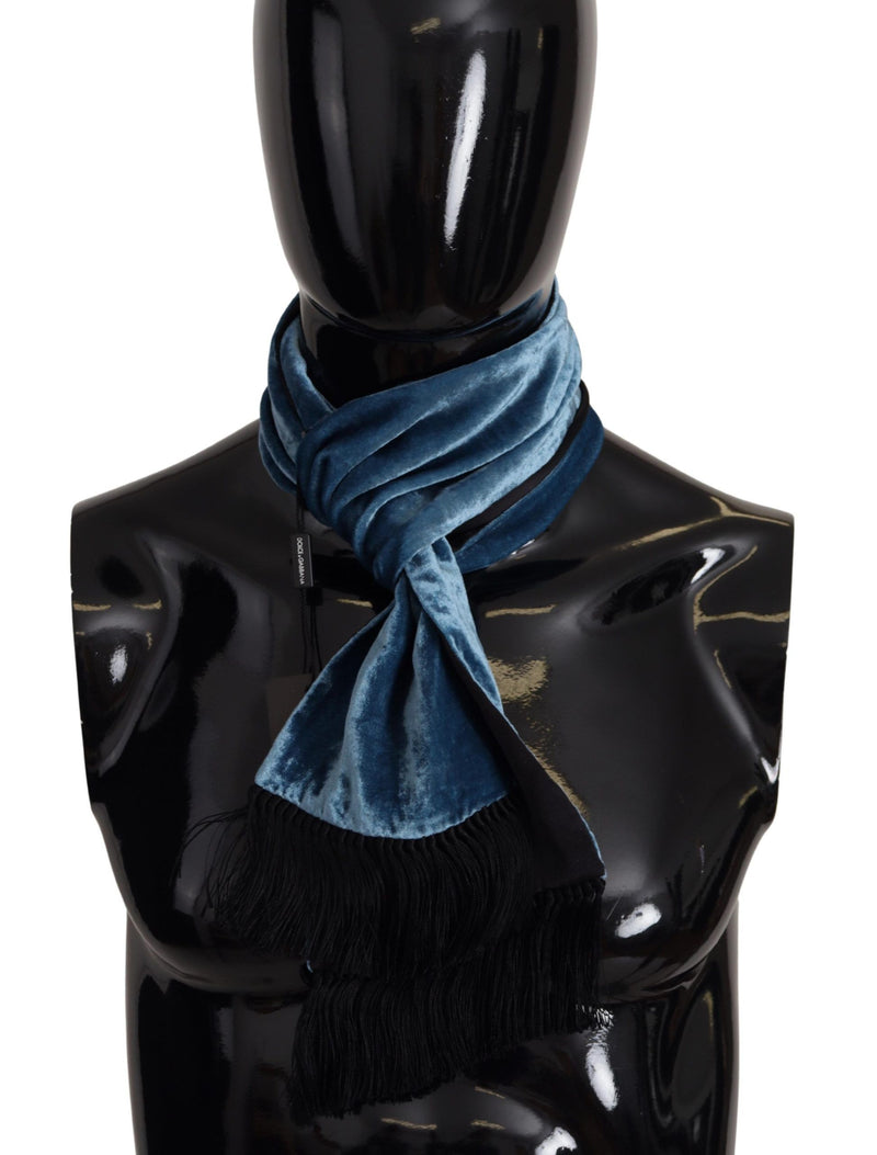 Blue Velvet Solid Neck Warmer Men's Shawl Scarf-Dolce & Gabbana-LabelTerrace.com