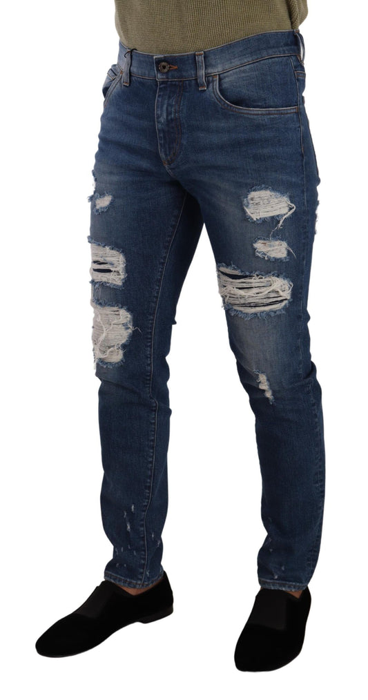Blue Wash Cotton Stretch Slim Fit Denim Jeans-Dolce & Gabbana-LabelTerrace.com