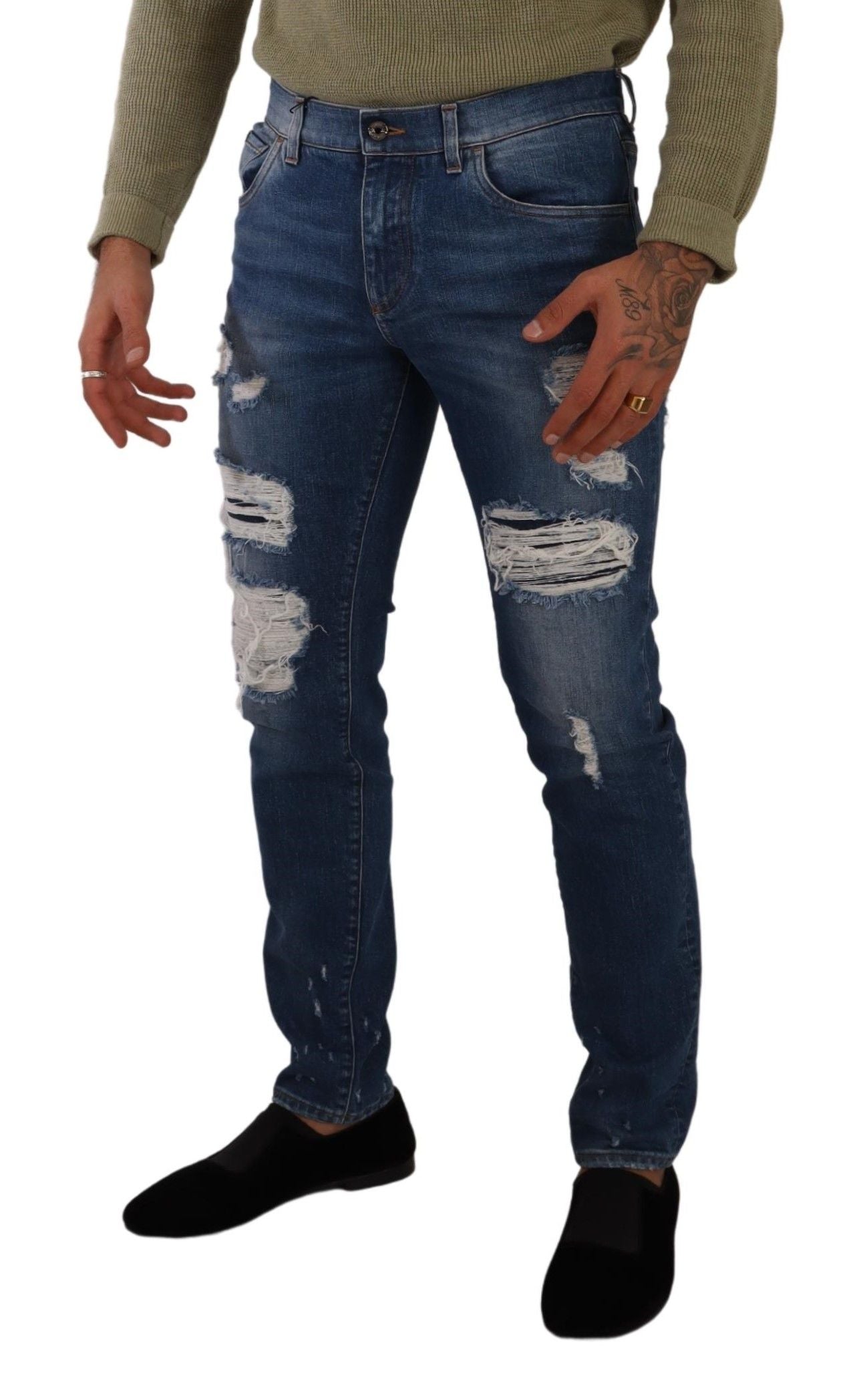 Blue Wash Cotton Stretch Slim Fit Denim Jeans-Dolce & Gabbana-LabelTerrace.com