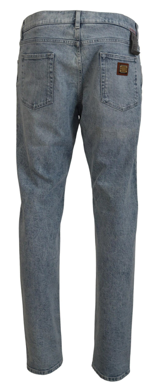 Blue Wash Slim Fit Cotton Denim Jeans-Dolce & Gabbana-LabelTerrace.com