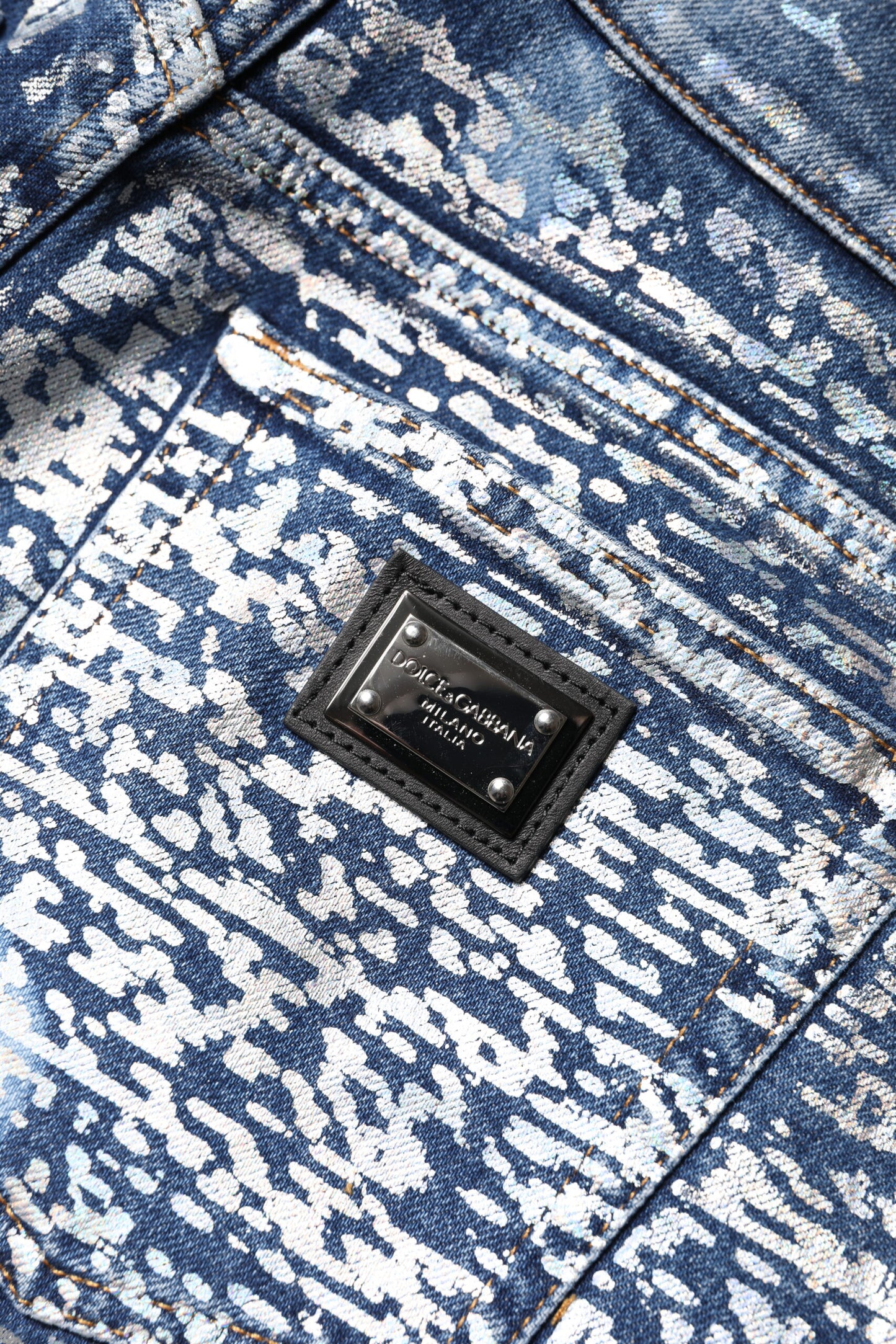 Blue Washed Print High Waist Denim Jeans-Dolce & Gabbana-LabelTerrace.com