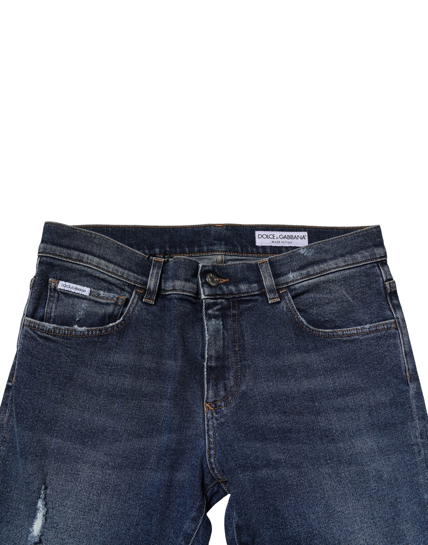 Blue Washed Skinny Cotton Denim Jeans-Dolce & Gabbana-LabelTerrace.com