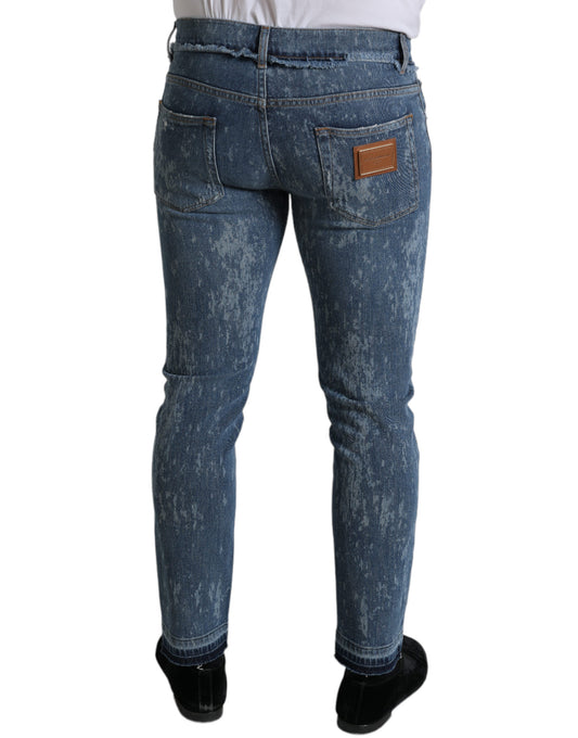 Blue Washed Skinny Cotton Stretch Denim Jeans-Dolce & Gabbana-LabelTerrace.com