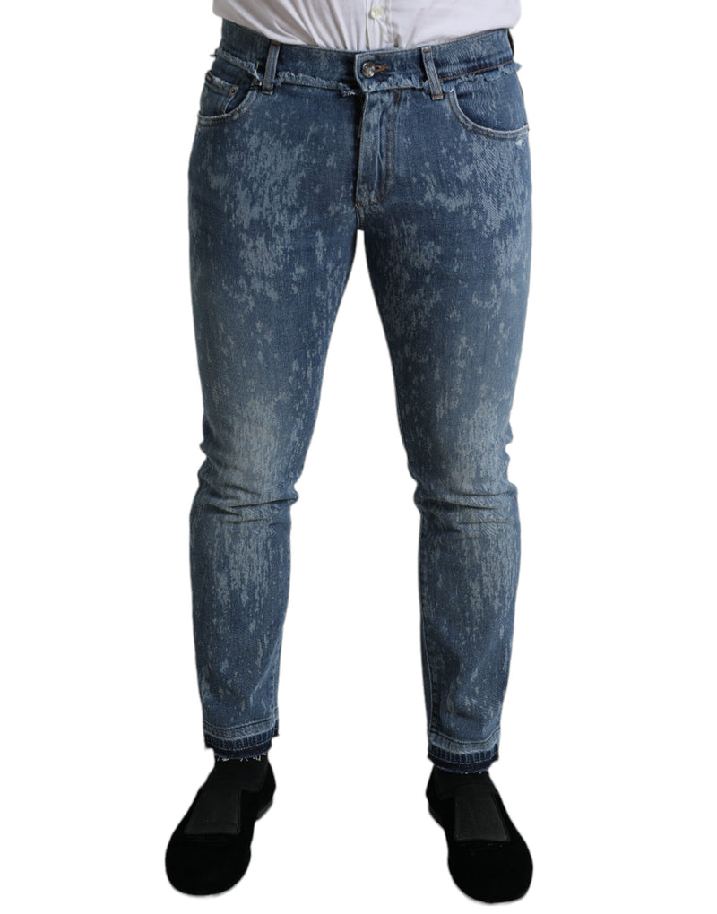 Blue Washed Skinny Cotton Stretch Denim Jeans-Dolce & Gabbana-LabelTerrace.com