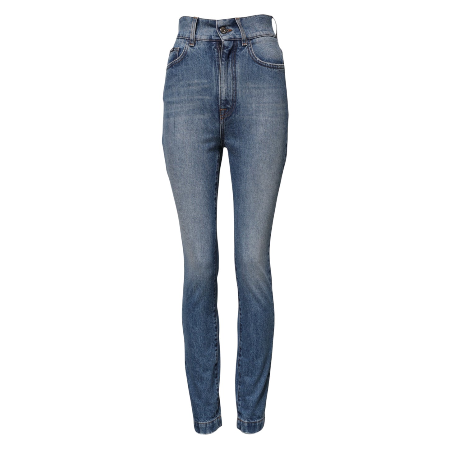 Blue Washed Skinny High Waist Denim Jeans-Dolce & Gabbana-LabelTerrace.com