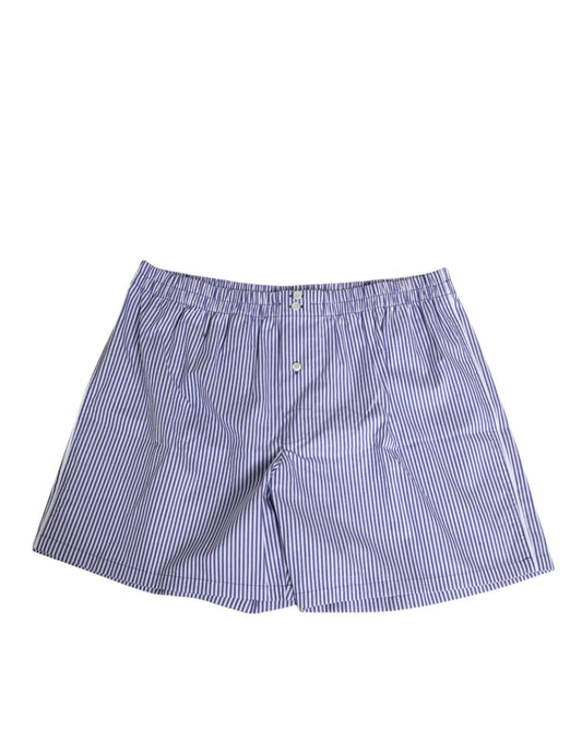 Blue White Cotton Striped Button Fly Shorts Swimwear-Dolce & Gabbana-LabelTerrace.com
