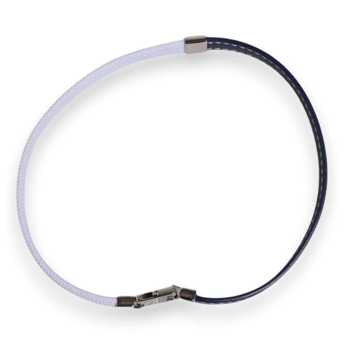 Blue White Leather Trimmed DG Engraved Silver Tone Clasp Bracelet-Dolce & Gabbana-LabelTerrace.com