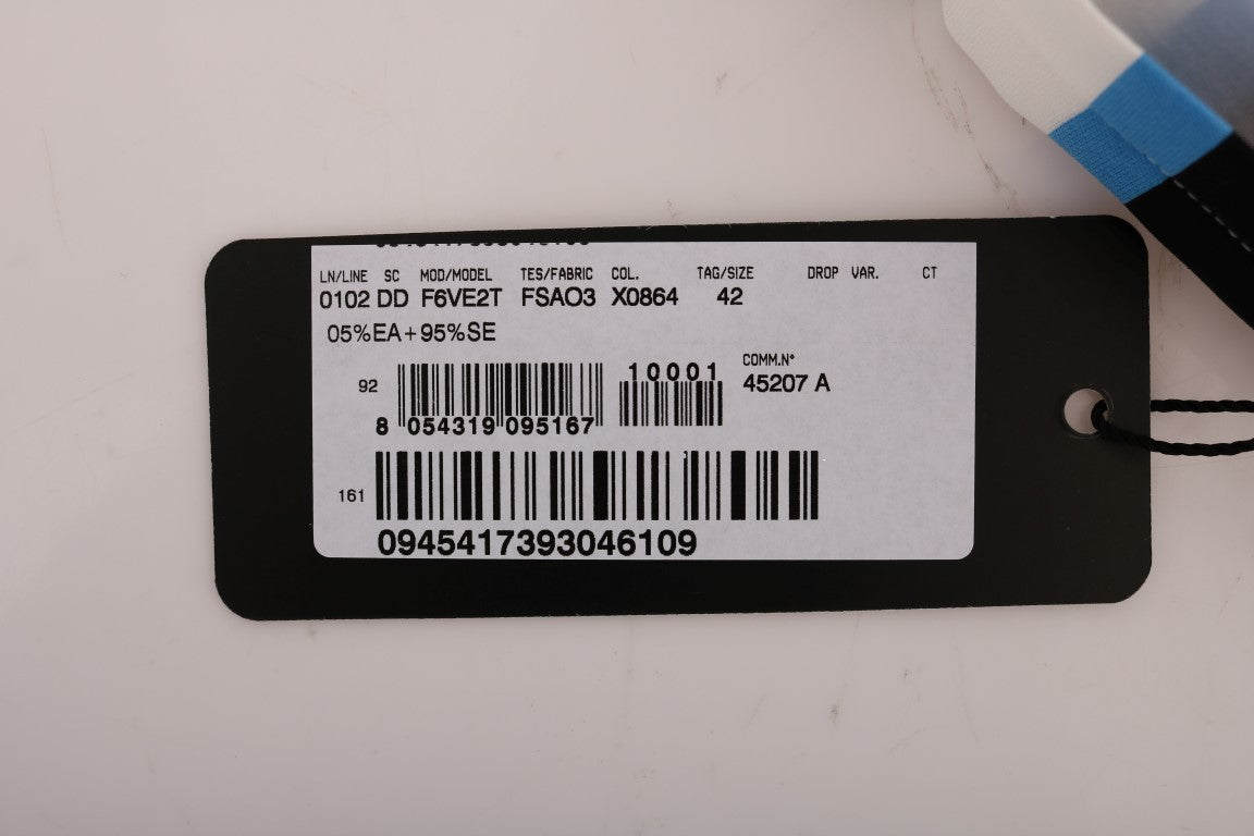 Blue White Striped Silk Stretch Shift Dress-Dolce & Gabbana-LabelTerrace.com