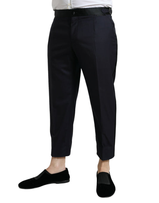 Blue Wool Cropped Tapered Pants-Dolce & Gabbana-LabelTerrace.com