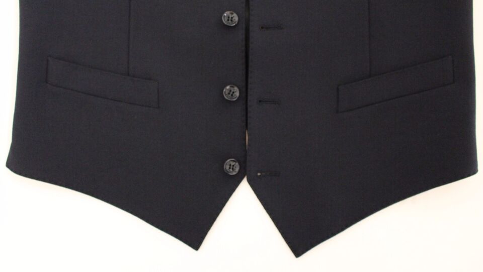 Blue Wool Formal Dress Vest Gilet-Dolce & Gabbana-LabelTerrace.com