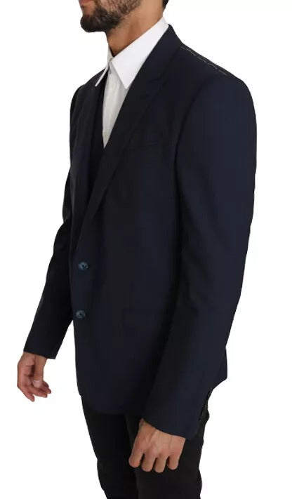 Blue Wool MARTINI Blazer Vest 2 Piece-Dolce & Gabbana-LabelTerrace.com