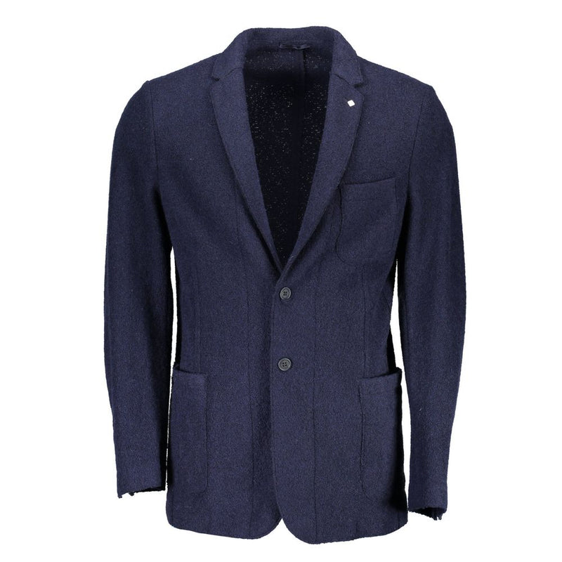 Blue Wool Men Jacket