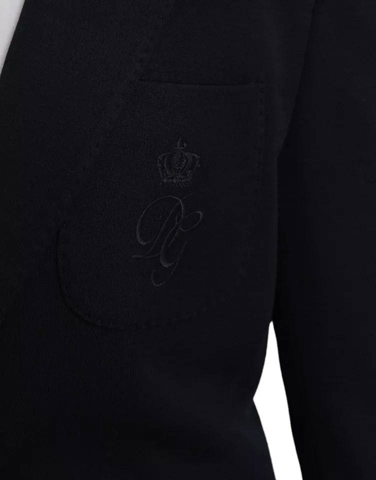 Blue Wool Notch Single Breasted Coat Blazer-Dolce & Gabbana-LabelTerrace.com