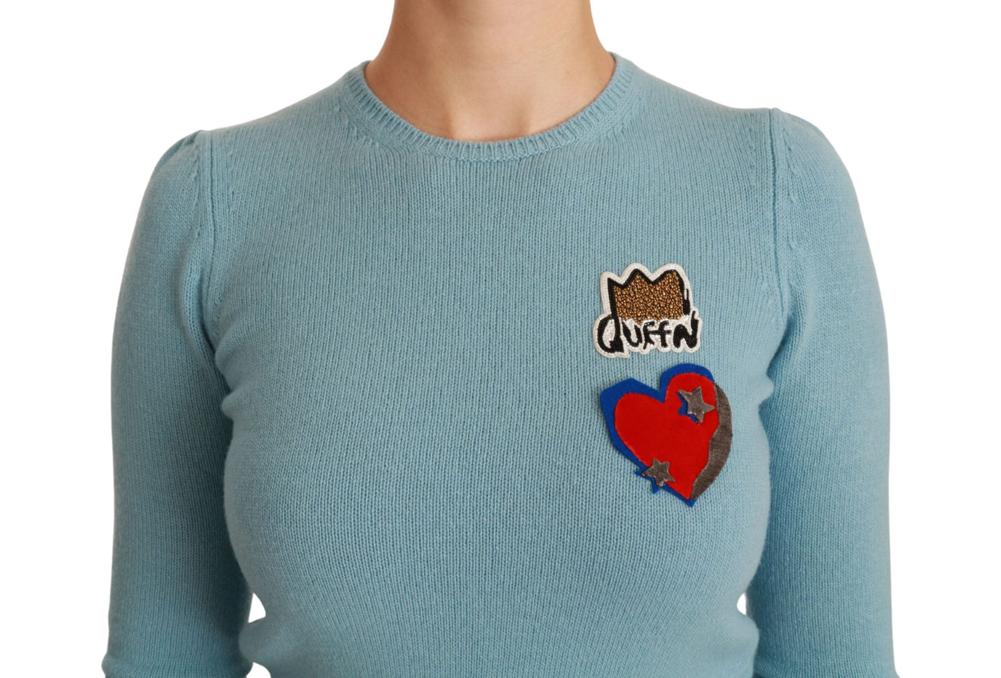 Blue Wool Queen Heart Pullover Sweater-Dolce & Gabbana-LabelTerrace.com
