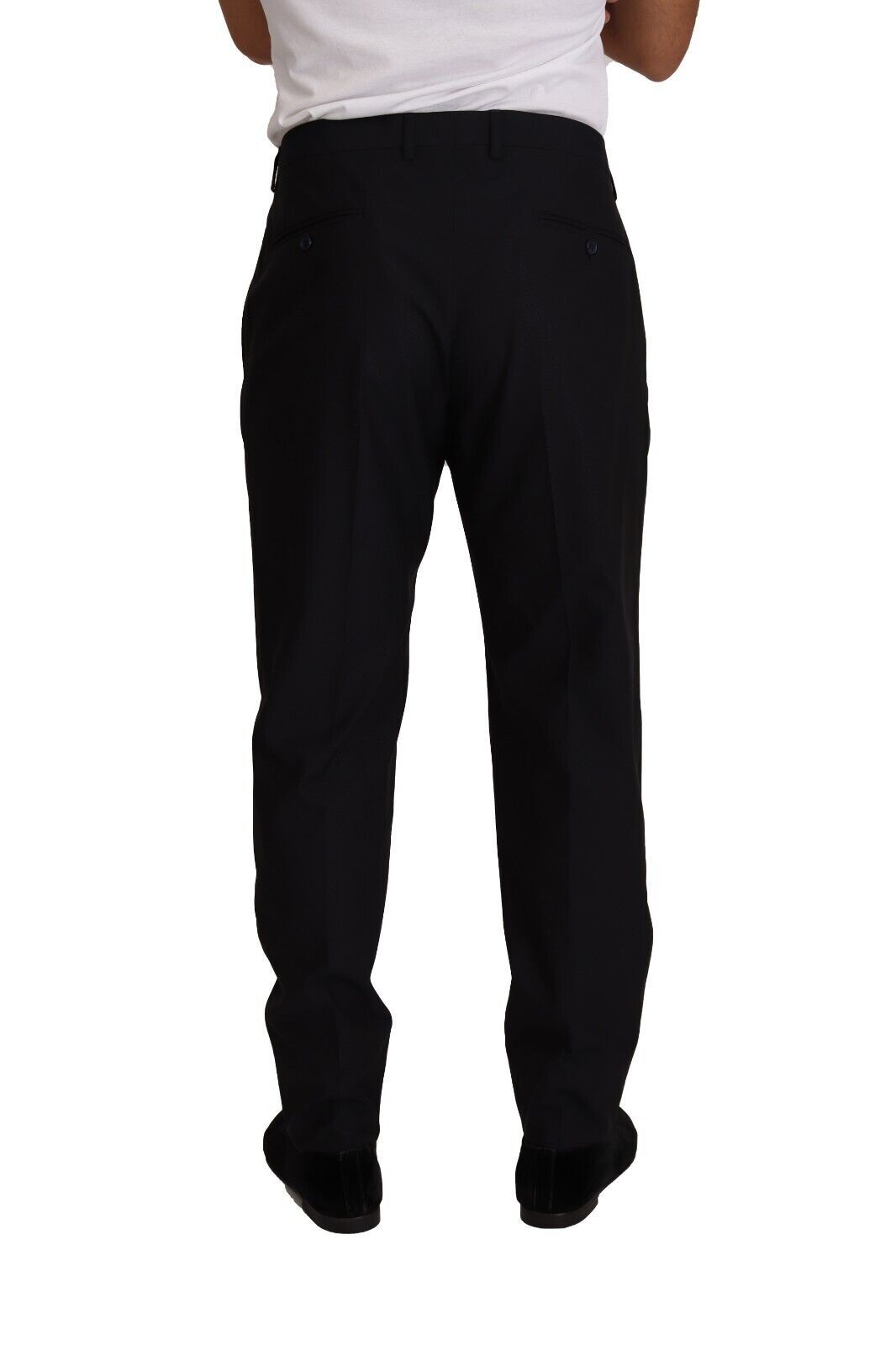 Blue Wool Silk Formal Trouser Dress Pants-Dolce & Gabbana-LabelTerrace.com