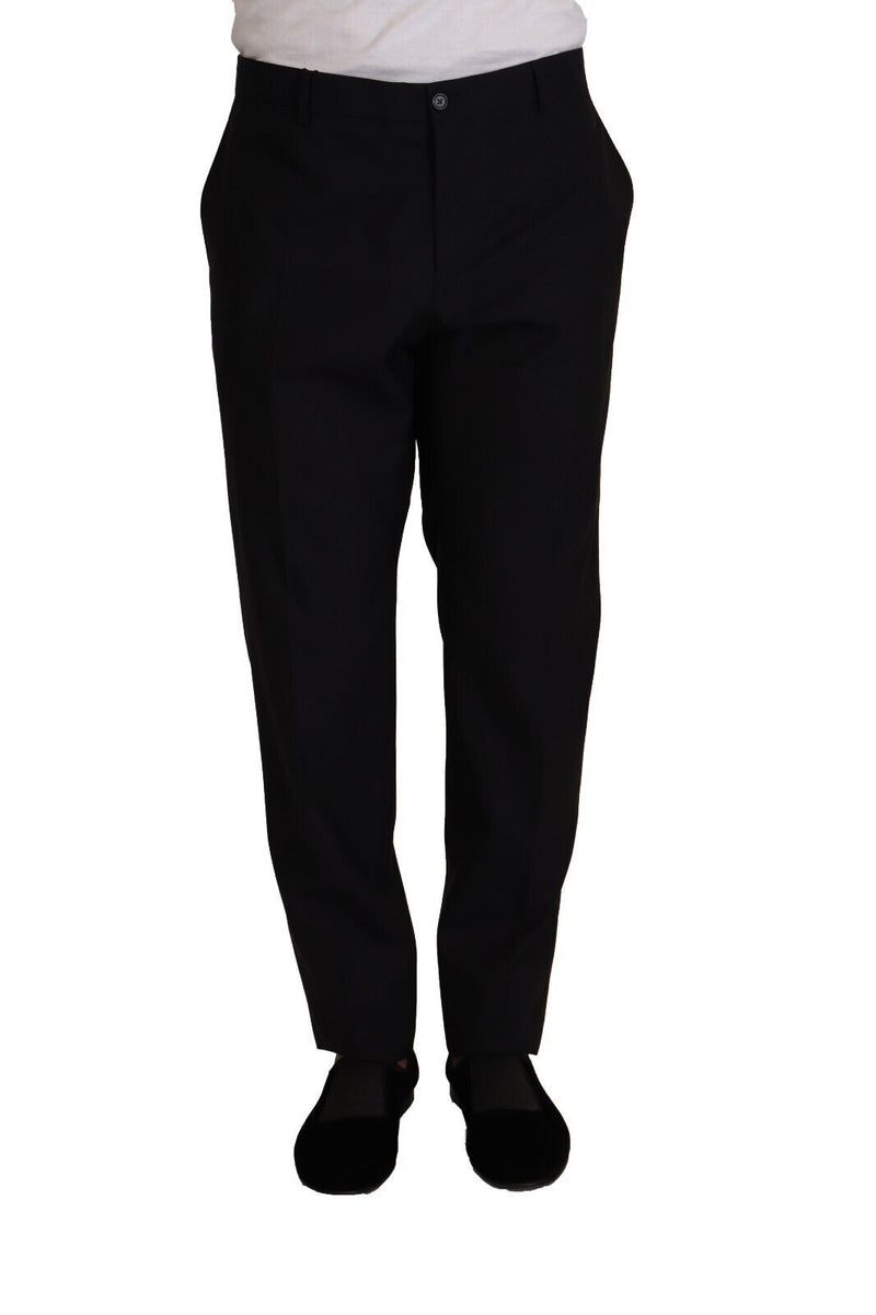 Blue Wool Silk Formal Trouser Dress Pants-Dolce & Gabbana-LabelTerrace.com