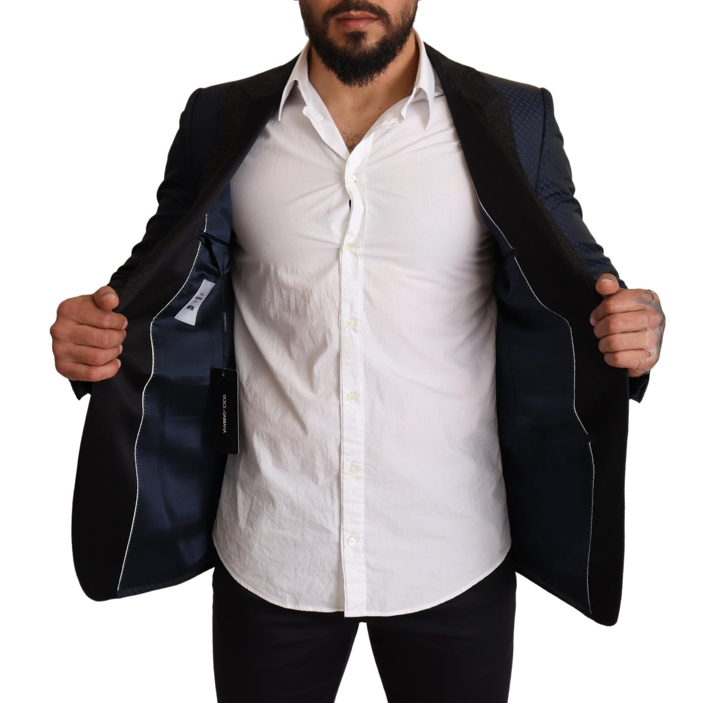 Blue Wool Slim Fit MARTINI Blazer Jacket-Dolce & Gabbana-LabelTerrace.com