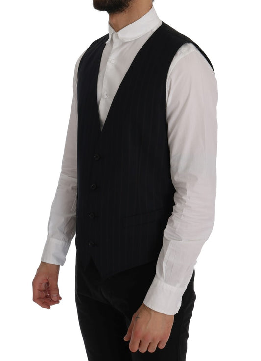 Blue Wool Stretch Vest-Dolce & Gabbana-LabelTerrace.com