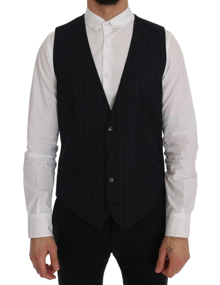 Blue Wool Stretch Vest-Dolce & Gabbana-LabelTerrace.com