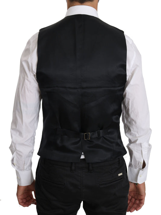 Blue Wool Waistcoat Formal Gilet Vest-Dolce & Gabbana-LabelTerrace.com
