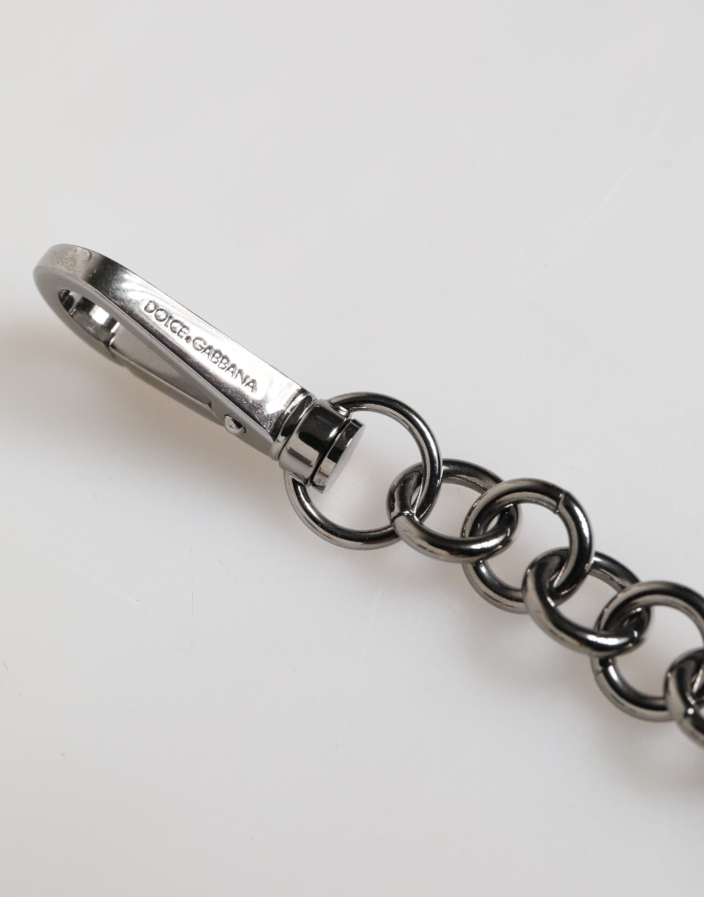 Blue Yellow DG Rubber Logo Silver Men Keychain Keyring-Dolce & Gabbana-LabelTerrace.com