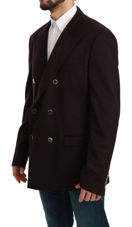 Bordeaux Cashmere Coat TAORMINA Blazer-Dolce & Gabbana-LabelTerrace.com