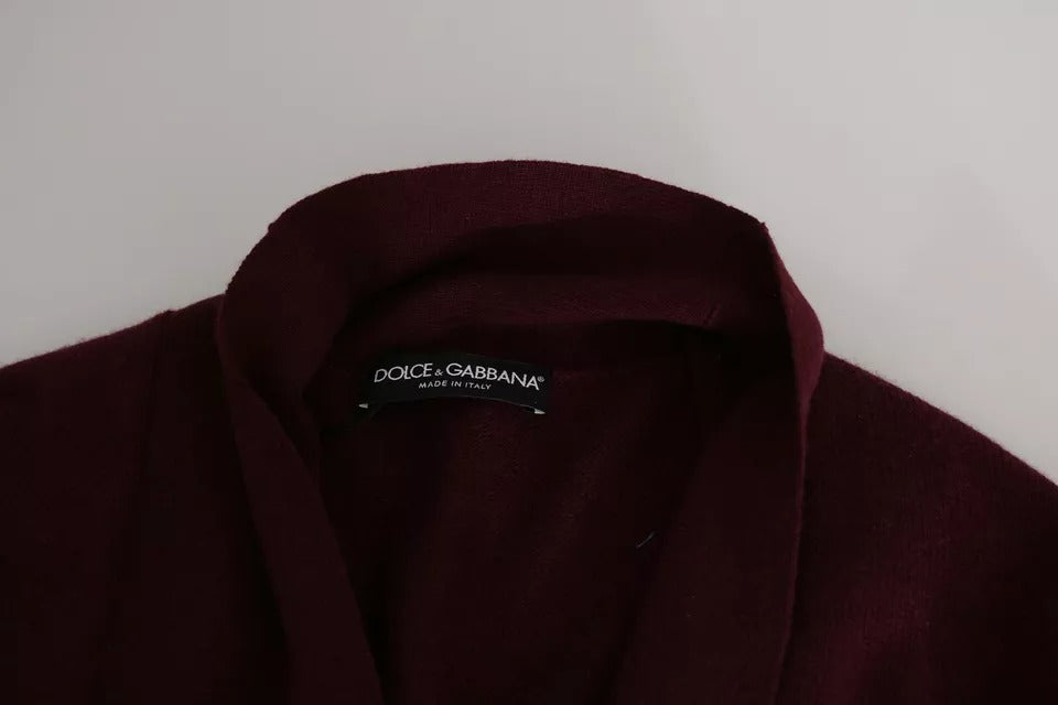 Bordeaux Cashmere Crown Cardigan Sweater-Dolce & Gabbana-LabelTerrace.com