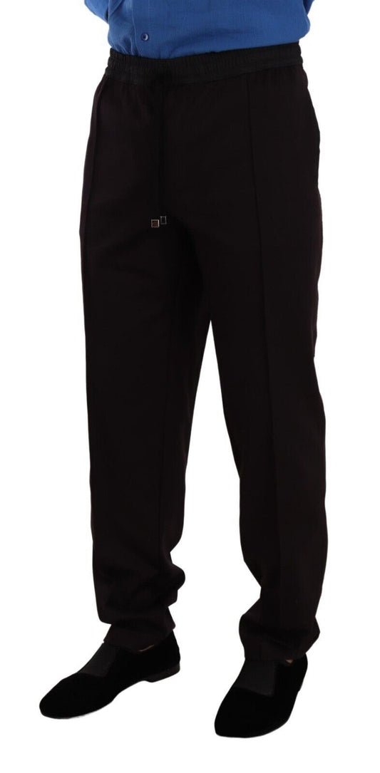 Bordeaux Cotton Mens Skinny Trouser Pants-Dolce & Gabbana-LabelTerrace.com