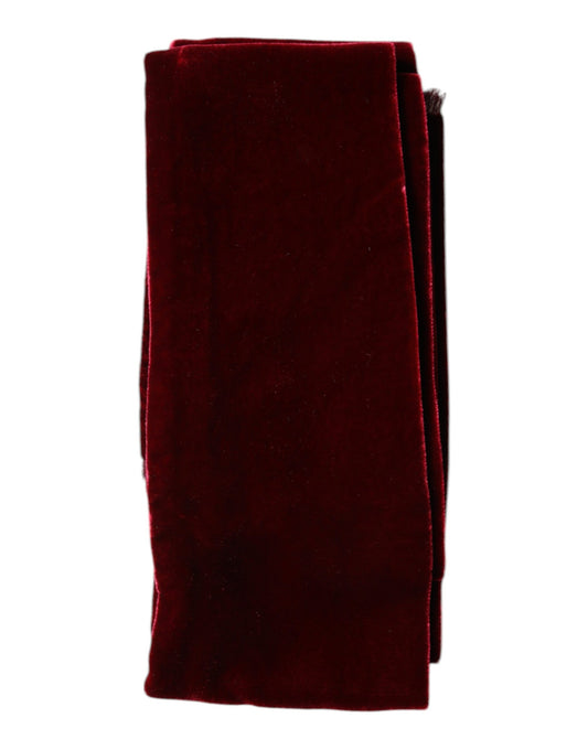 Bordeaux Cotton Silk Fringe Shawl Wrap Scarf-Dolce & Gabbana-LabelTerrace.com